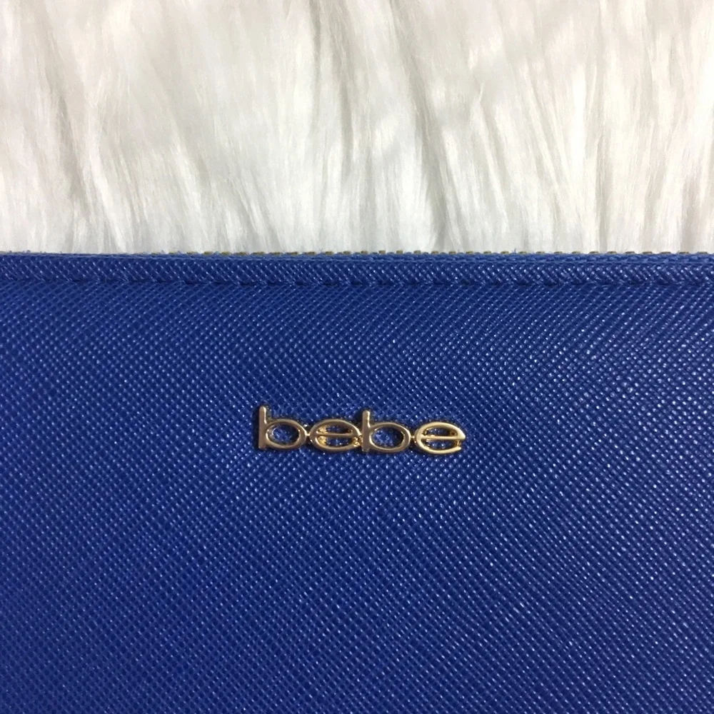 New BEBE Blue Zip Wallet w/ Gold Tassel
